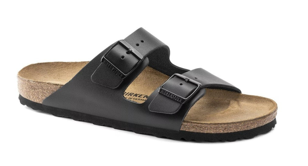 Birkenstock Arizona Natuurleer Zwart Smal Voetbed Dames Slipper