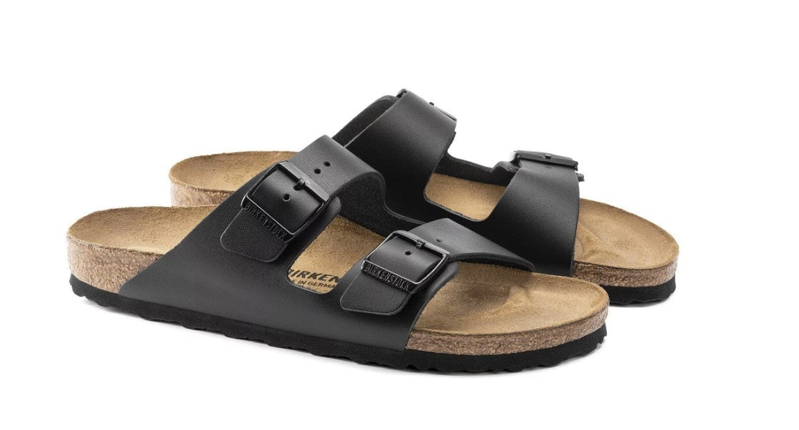 Birkenstock Arizona Natuurleer Zwart Smal Voetbed Dames Slipper