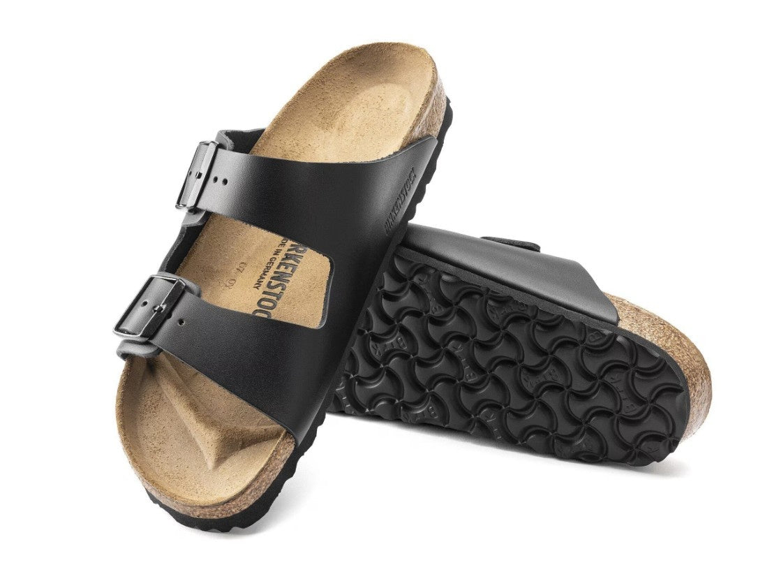 Birkenstock Arizona Natuurleer Zwart Smal Voetbed Dames Slipper