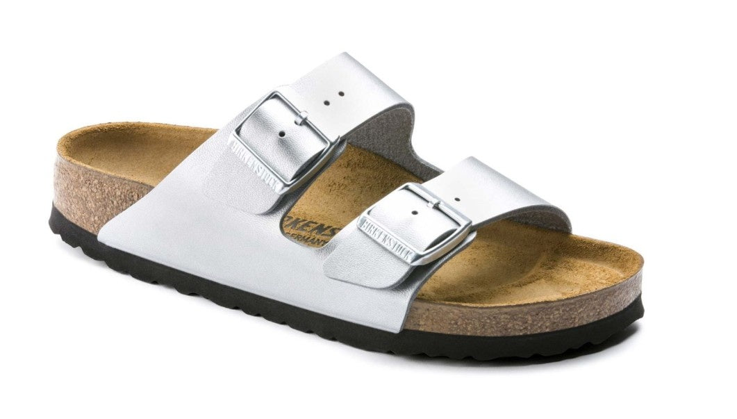 Birkenstock Arizona Birko-Flor Zilver Smal Voetbed Dames Slipper
