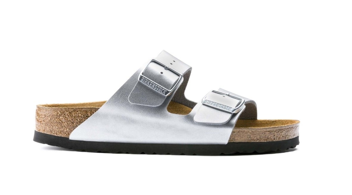 Birkenstock Arizona Birko-Flor Zilver Smal Voetbed Dames Slipper