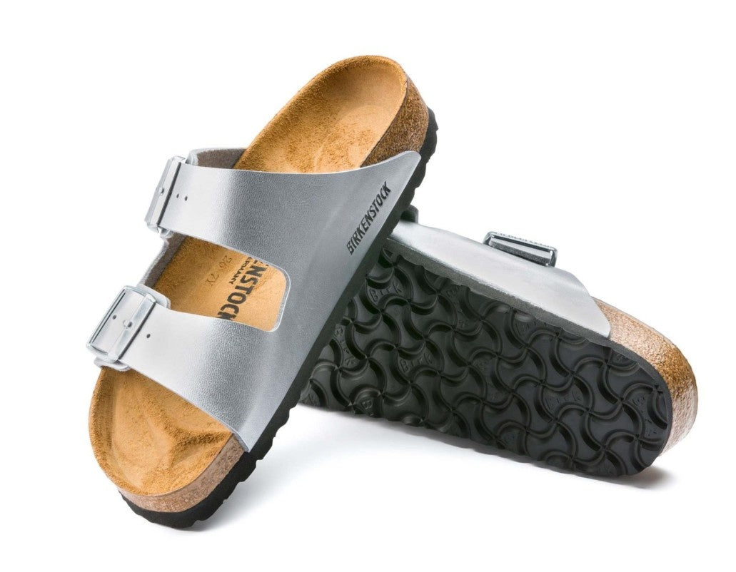 Birkenstock Arizona Birko-Flor Zilver Smal Voetbed Dames Slipper