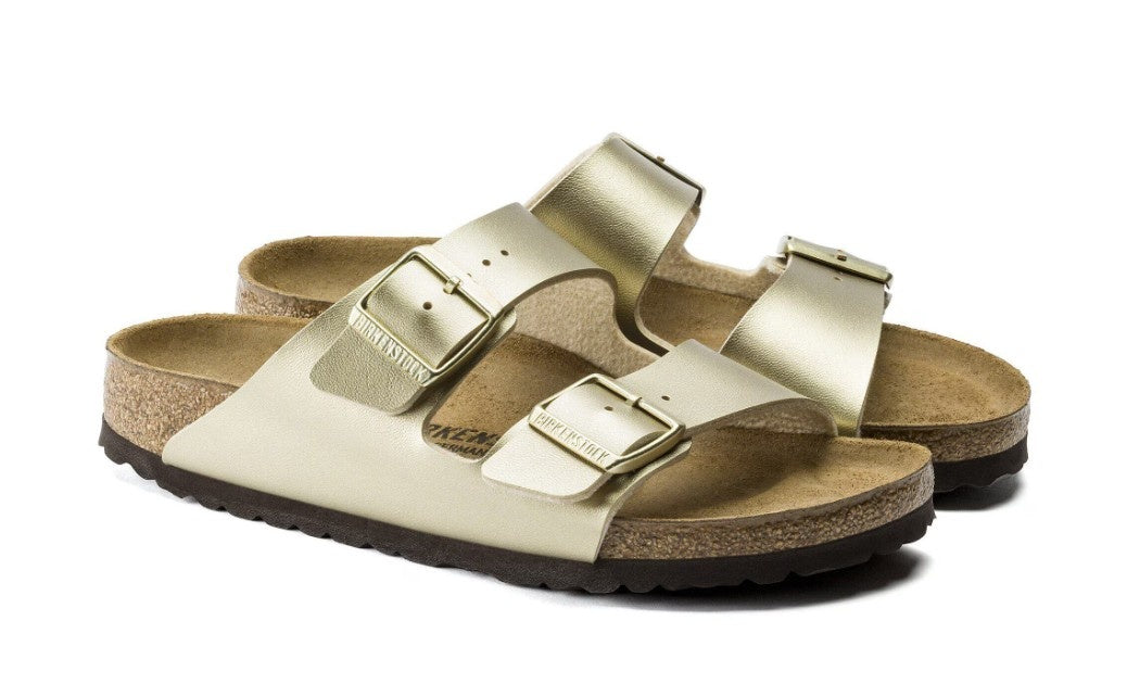 Birkenstock Arizona Birko-Flor Goud Smal Voetbed Dames Slipper
