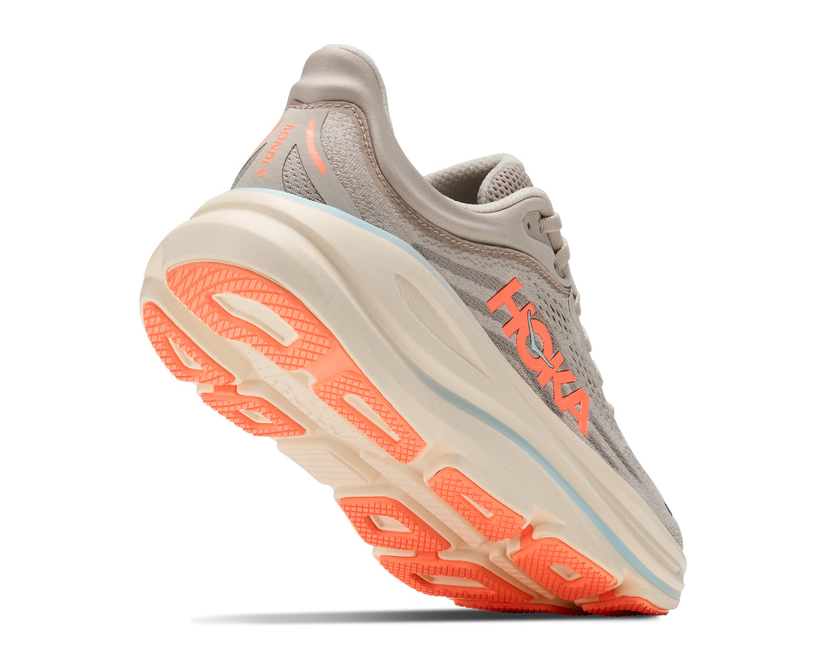 HOKA Bondi 9 Hardloopschoenen Dames Beige/Oranje - foto 3