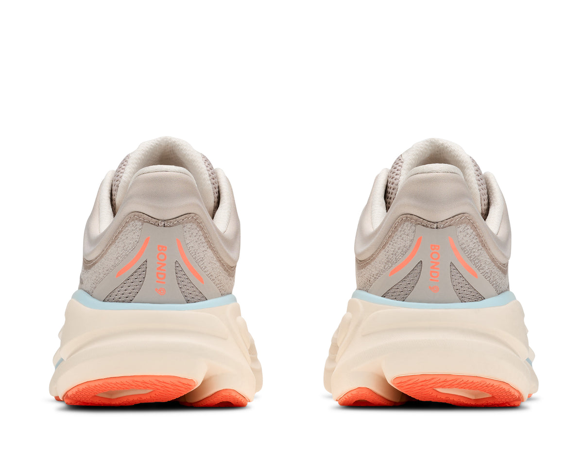 HOKA Bondi 9 Hardloopschoenen Dames Beige/Oranje - foto 4