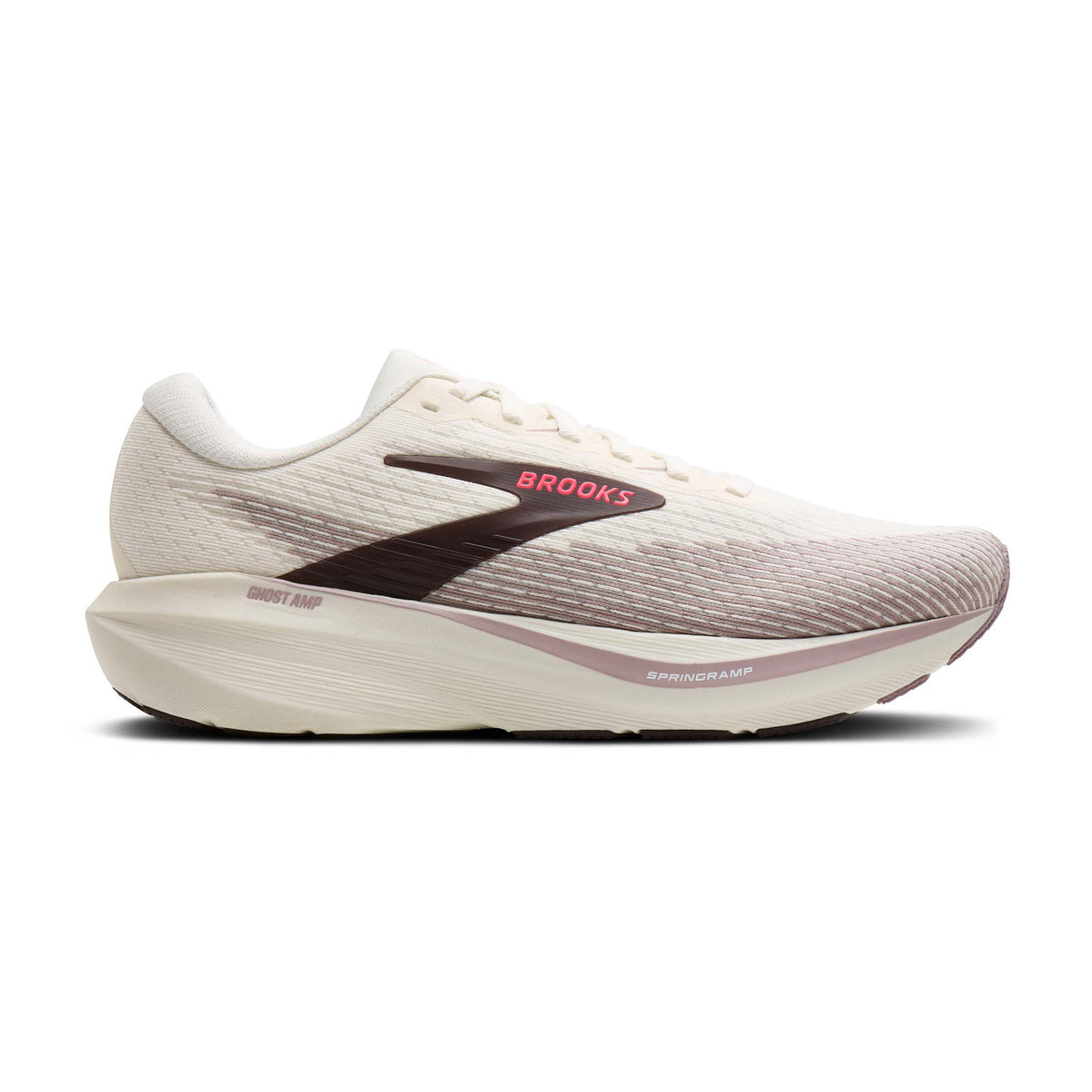 Brooks Ghost Amp Hardloopschoenen Dames Wit/Roze - zijkant