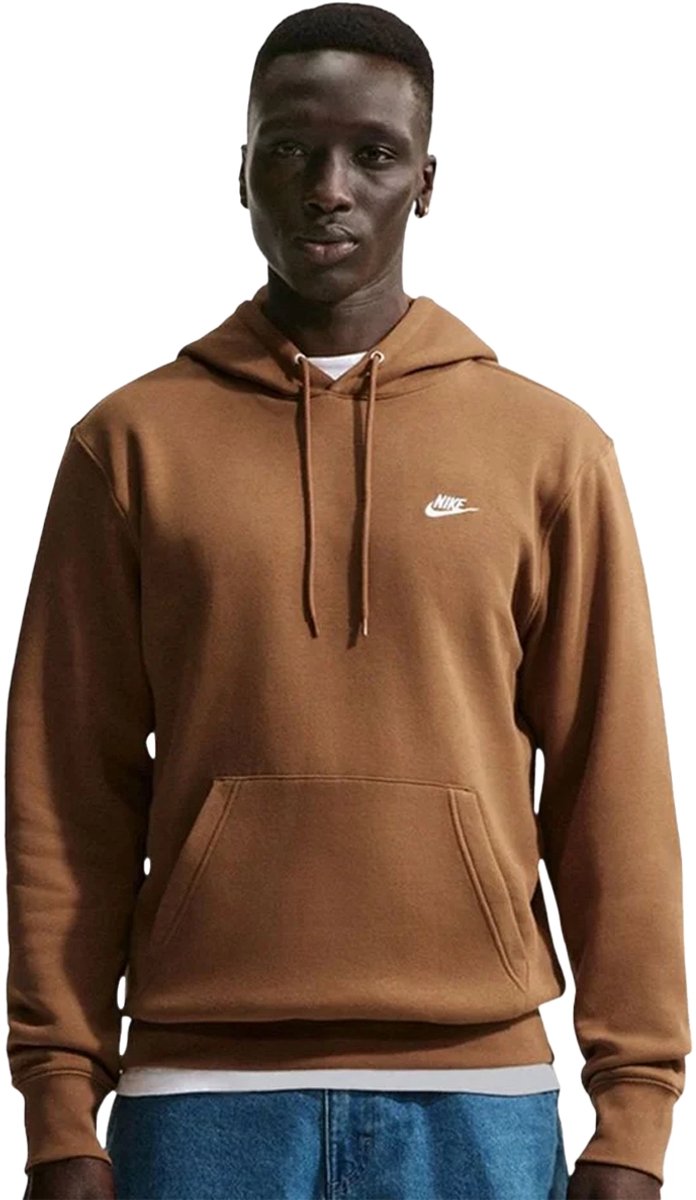 Nike Club Fleece Hoodie Heren Bruin