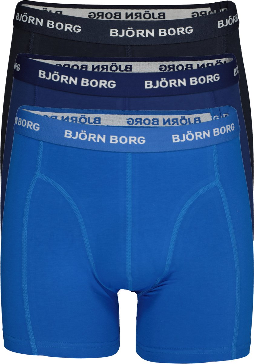 Björn Borg Cotton Stretch Boxershorts 3-pack Heren Donkerblauw/Lichtblauw