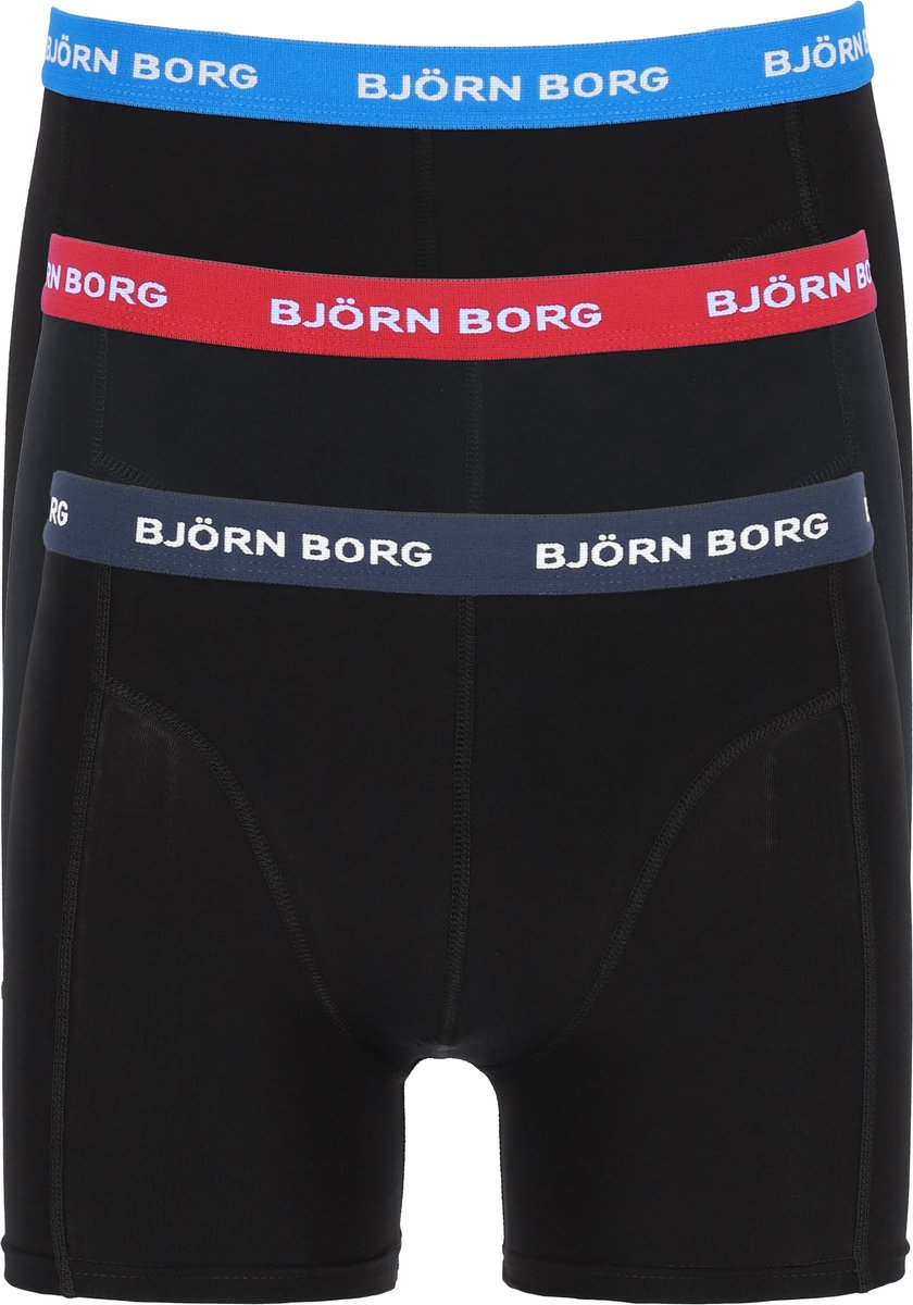 Björn Borg Cotton Stretch Boxershorts 3-pack Heren Zwart/Rood/Blauw