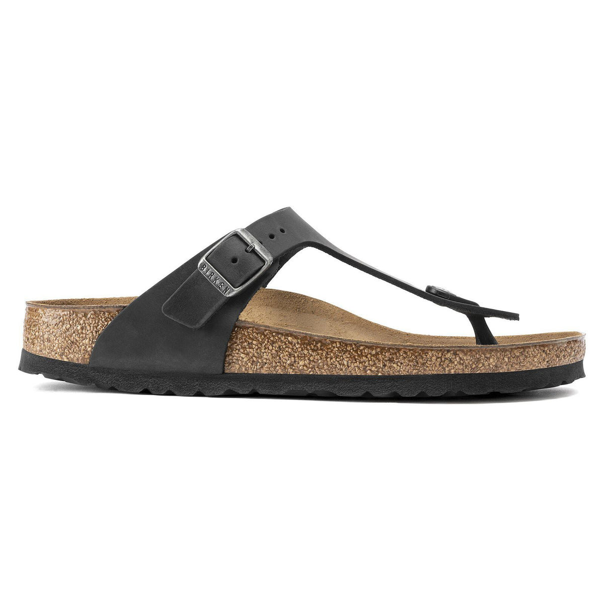 Birkenstock Gizeh Vetleer Zwart Normaal Voetbed Slipper