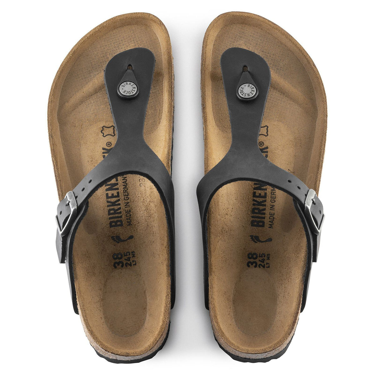 Birkenstock Gizeh Vetleer Zwart Normaal Voetbed Slipper