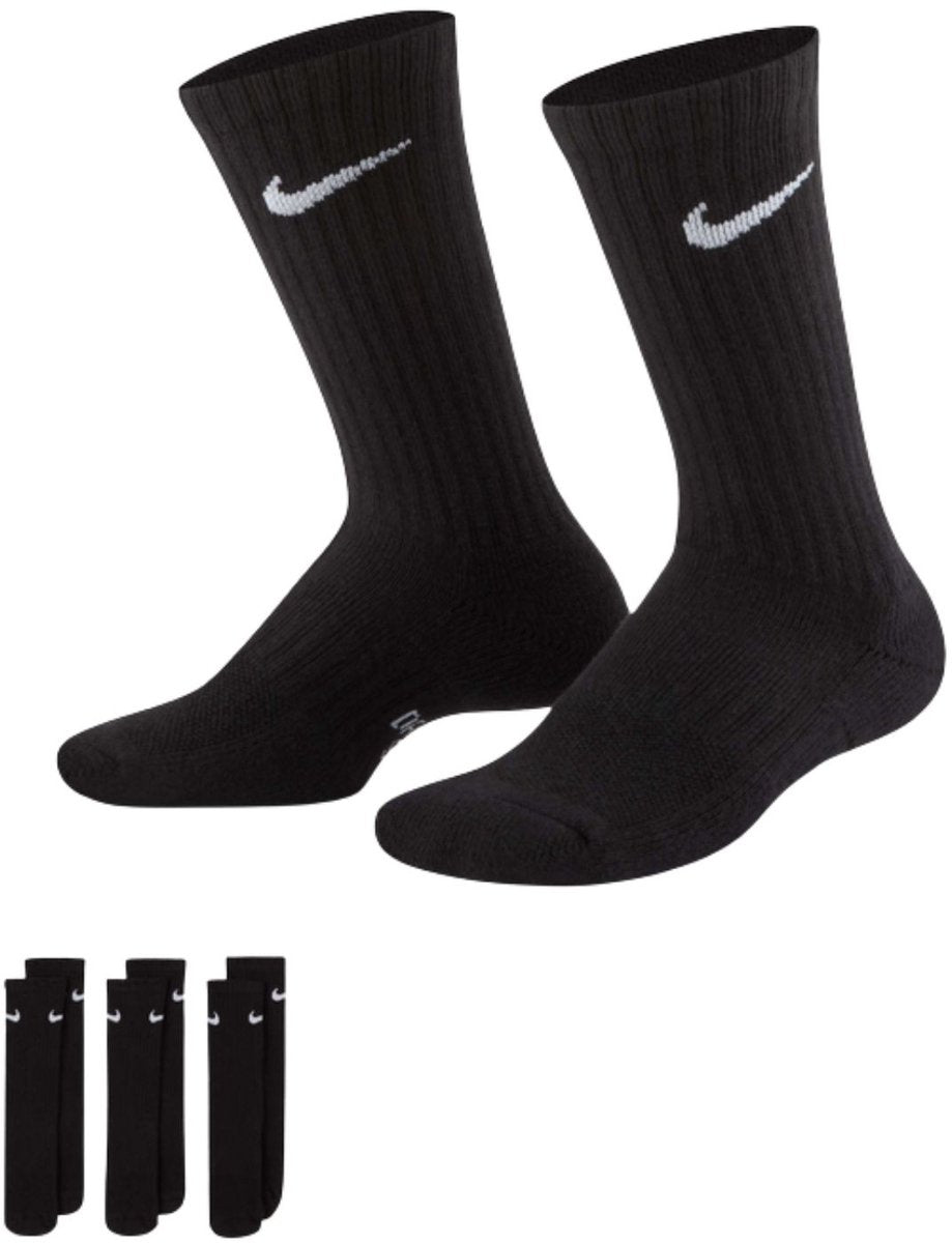 Nike Everyday Cushioned Crew 3-Pack Zwart