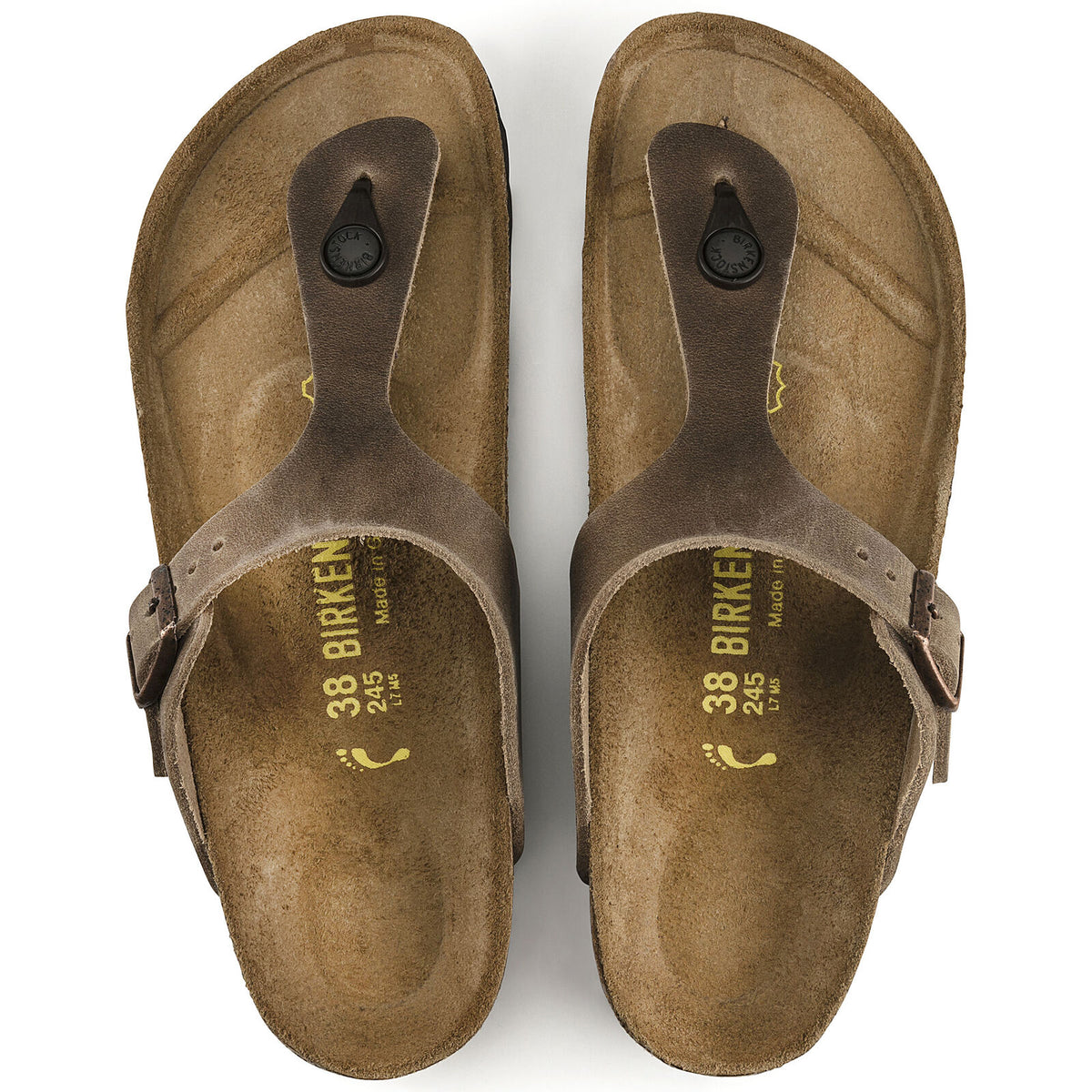 Birkenstock Gizeh Vetleer Tabacco Bruin Smal Voetbed Dames Slipper