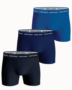 Björn Borg Cotton Stretch Boxershorts 3-pack Heren Donkerblauw/Lichtblauw