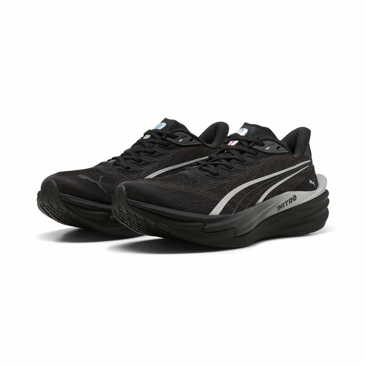 Puma Deviate NITRO 4 Brightstride Hardloopschoenen Dames Zwart/Zilver