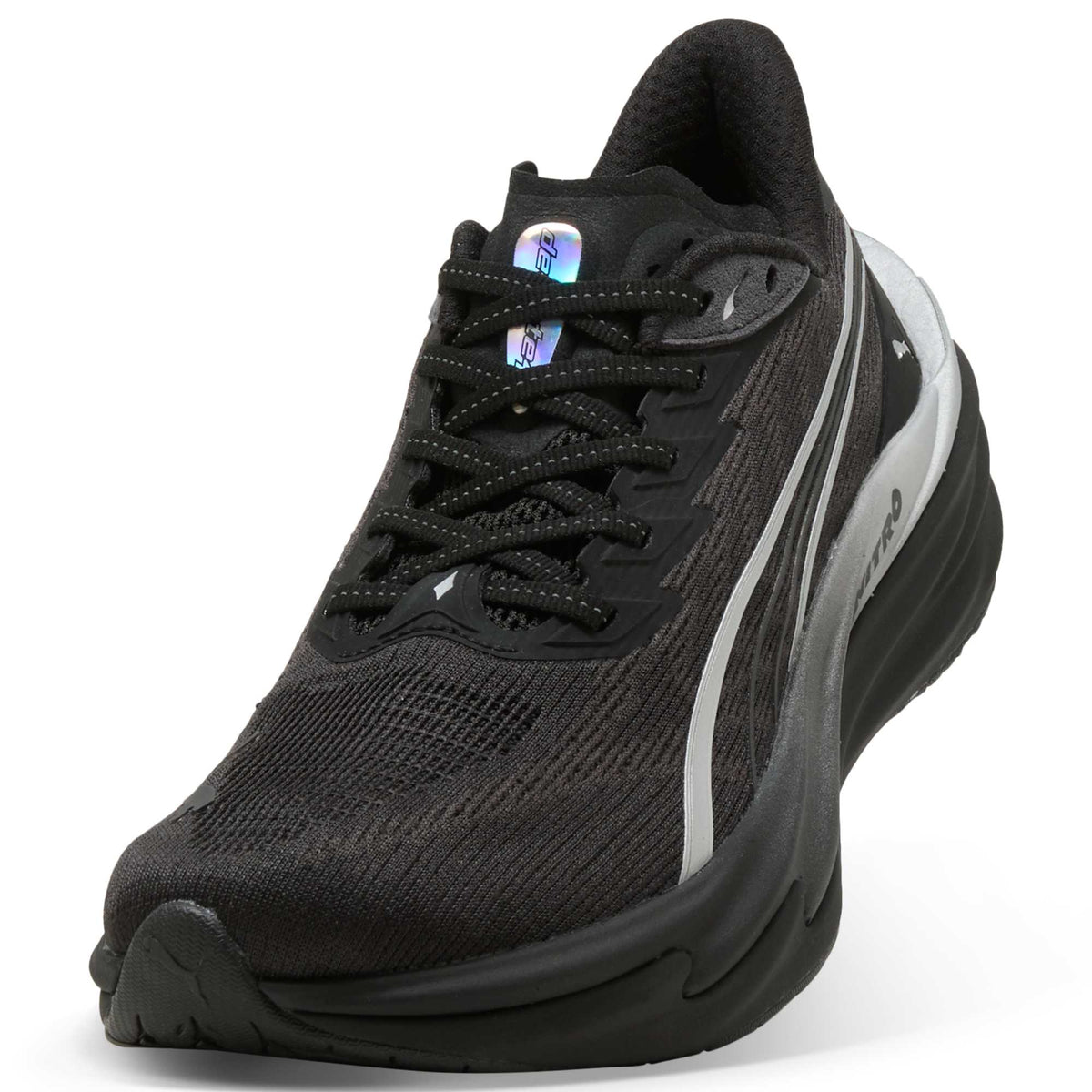 Puma Deviate NITRO 4 Brightstride Hardloopschoenen Dames Zwart/Zilver