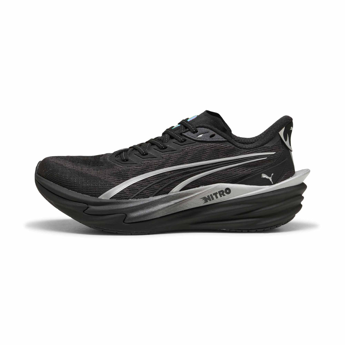 Puma Deviate NITRO 4 Brightstride Hardloopschoenen Dames Zwart/Zilver