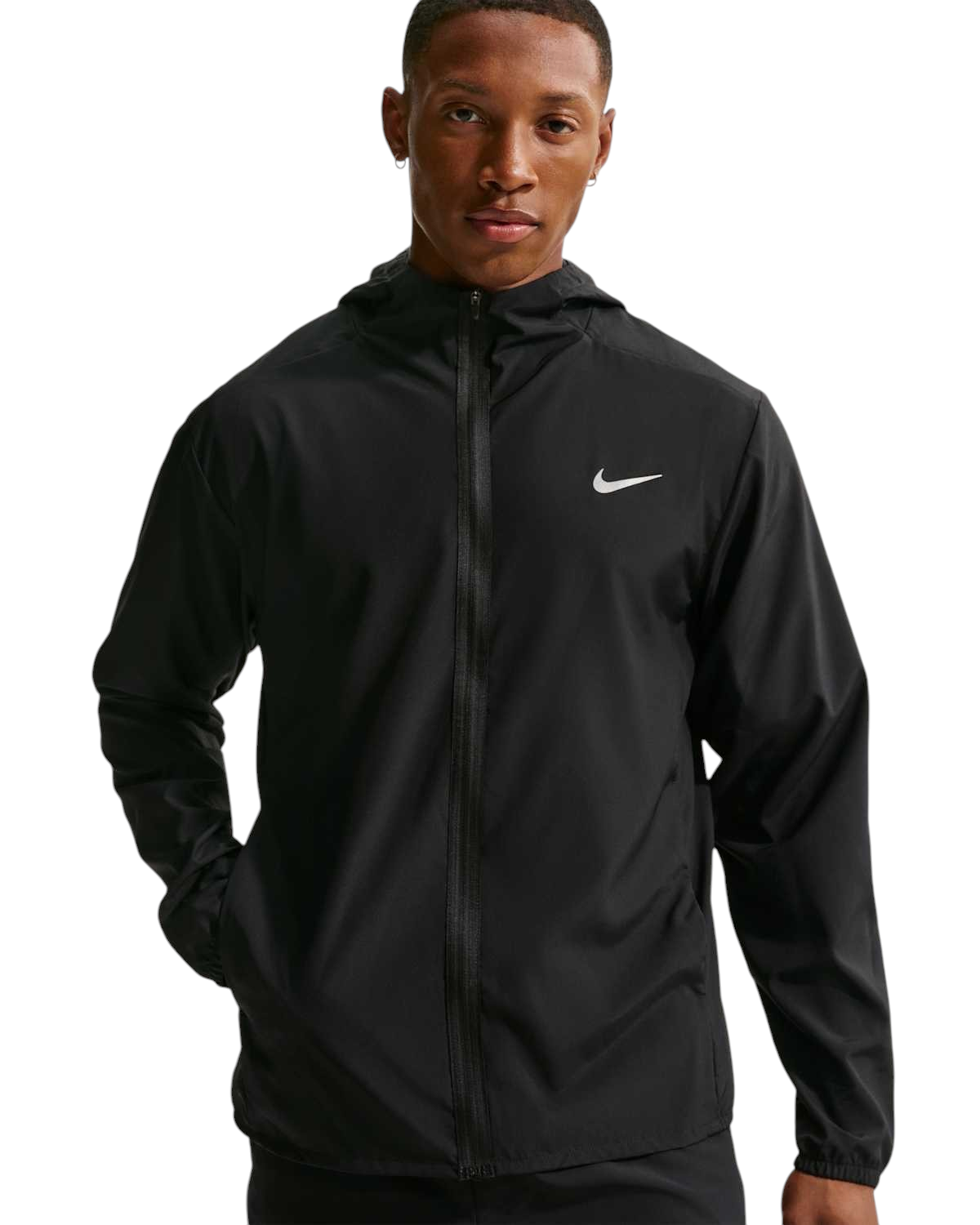 Sportskoen Nike Form Dri-FIT hardloopjack voor heren in zwart met capuchon, rits en reflecterend Swoosh-logo