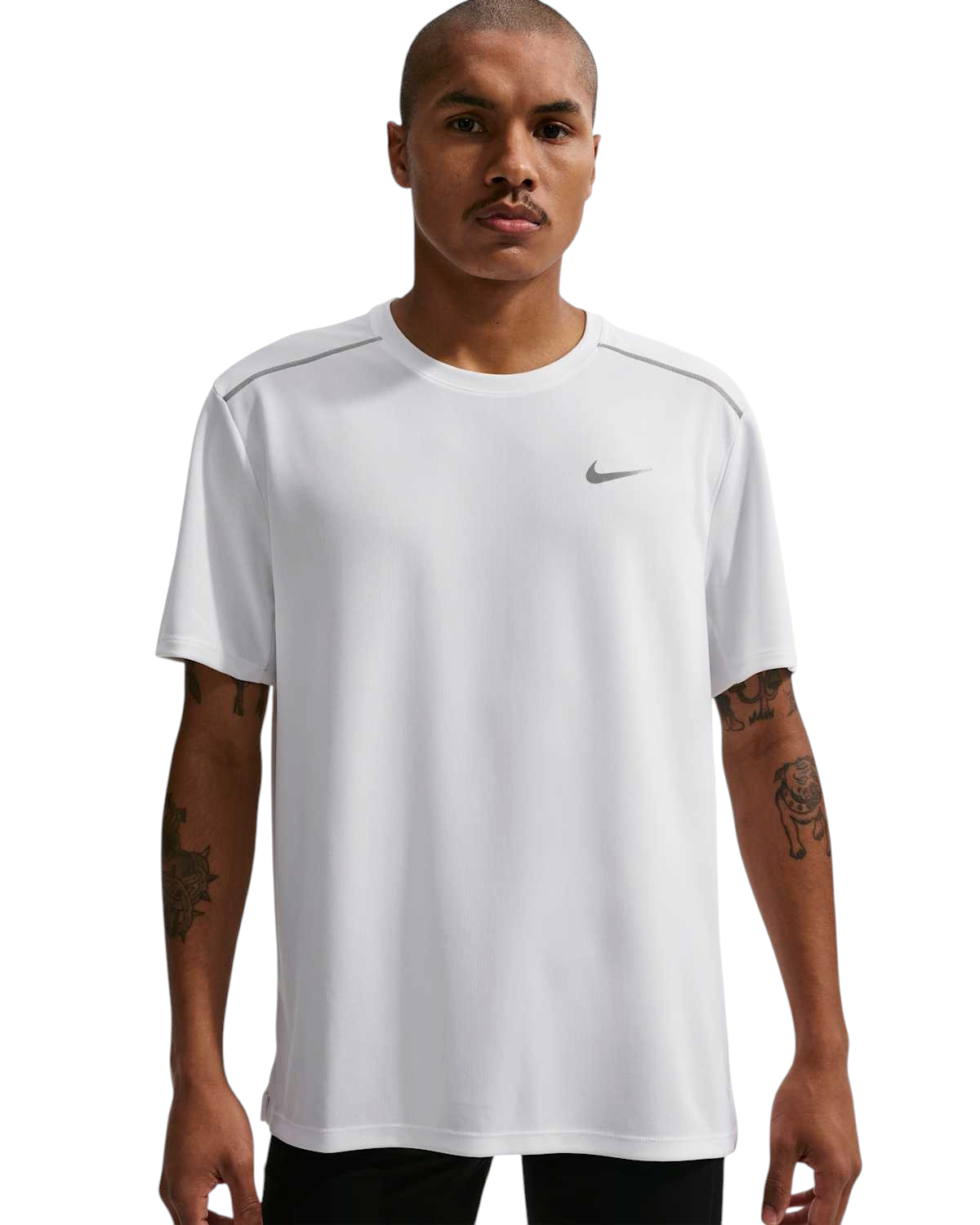 Sportskoen Nike Dri-FIT UV Miler hardloopshirt voor heren in wit met reflecterende details en ademende stof
