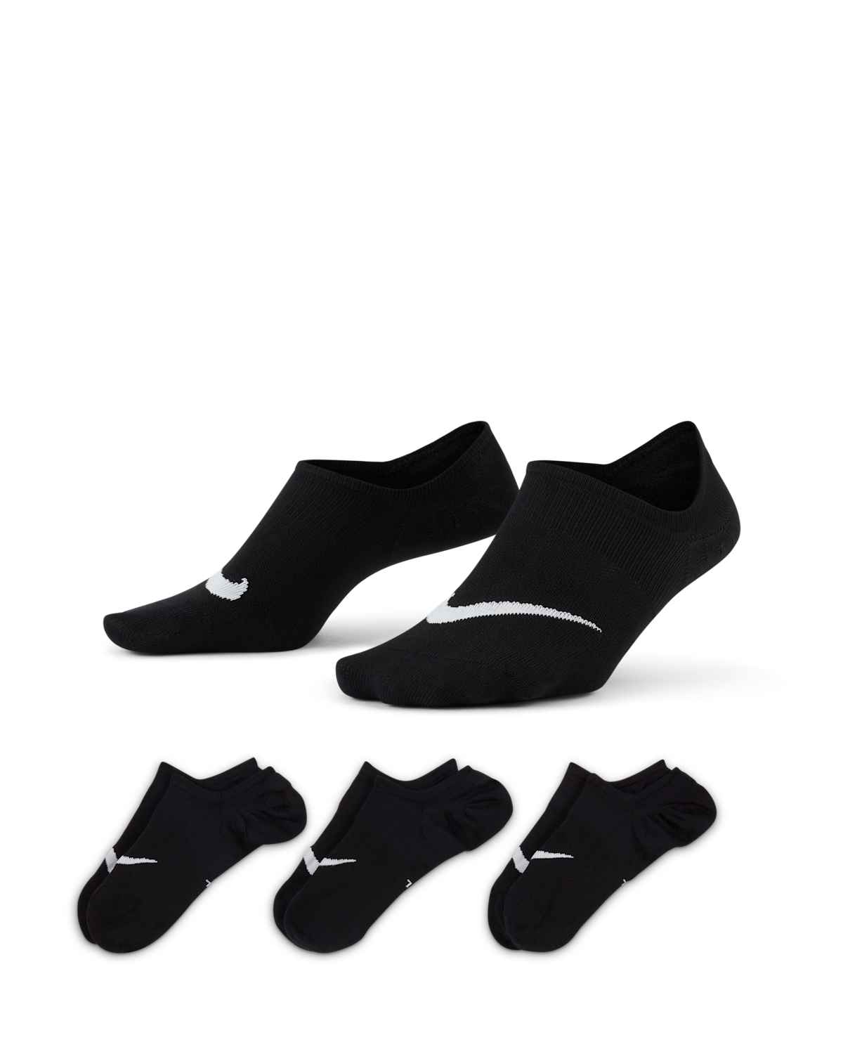 Nike Everyday Plus Lightweight Footie Sokken 3 paar Dames Zwart