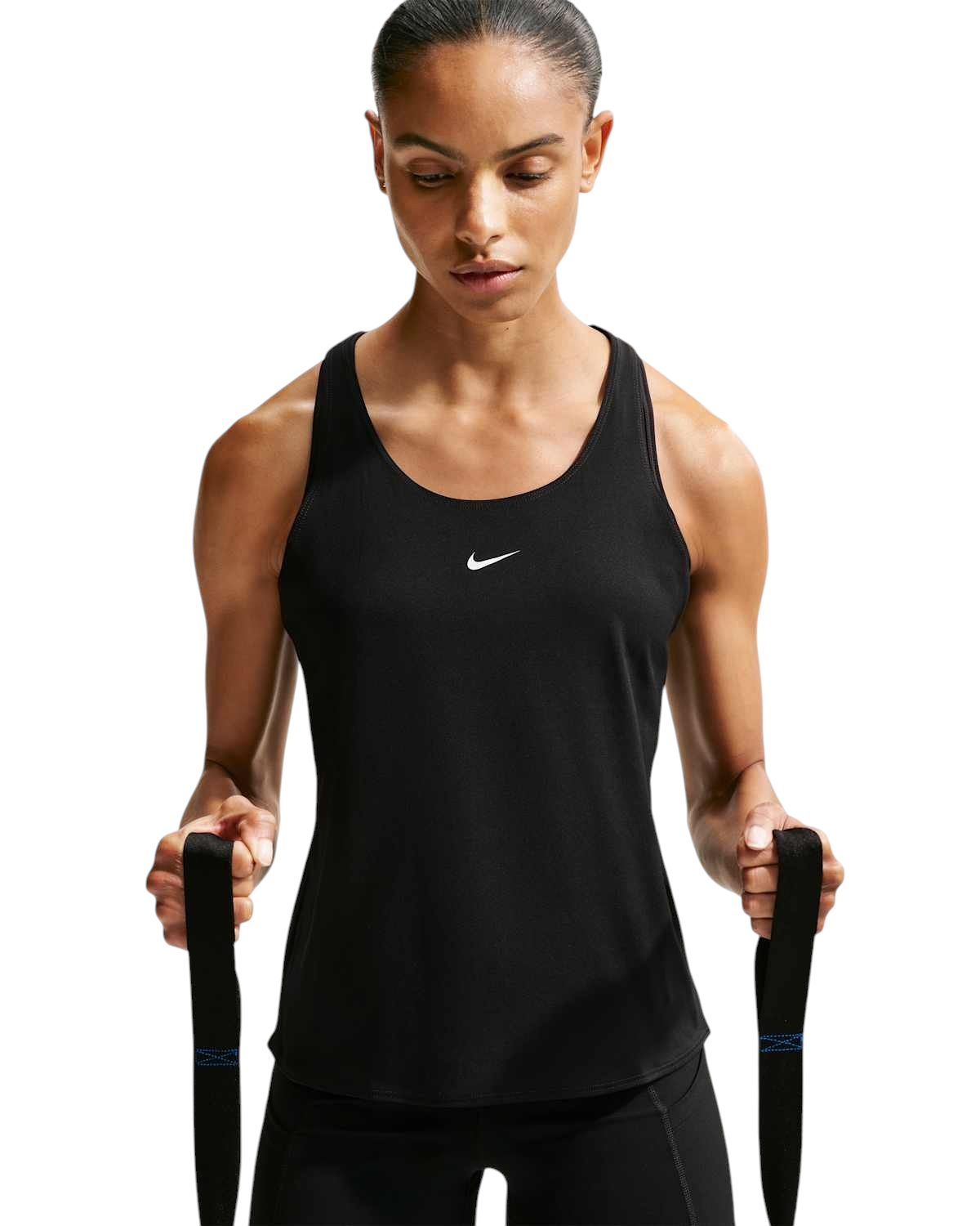 Sportskoen Nike Pro Dri-FIT dames tanktop in zwart met racerback voor optimale ventilatie tijdens het sporten