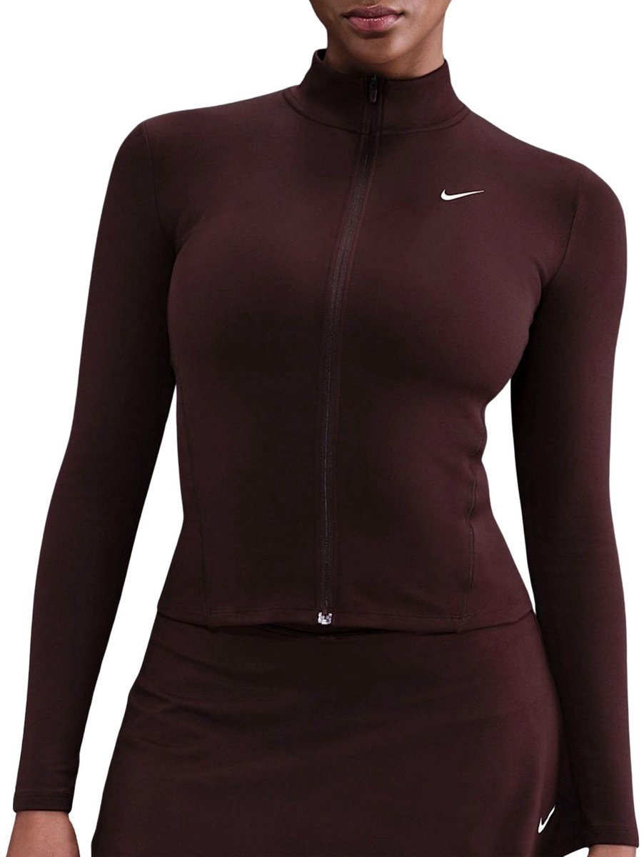 Nike One Fitted Dri-FIT Trainingsjack Dames Bordeauxrood - voorkant