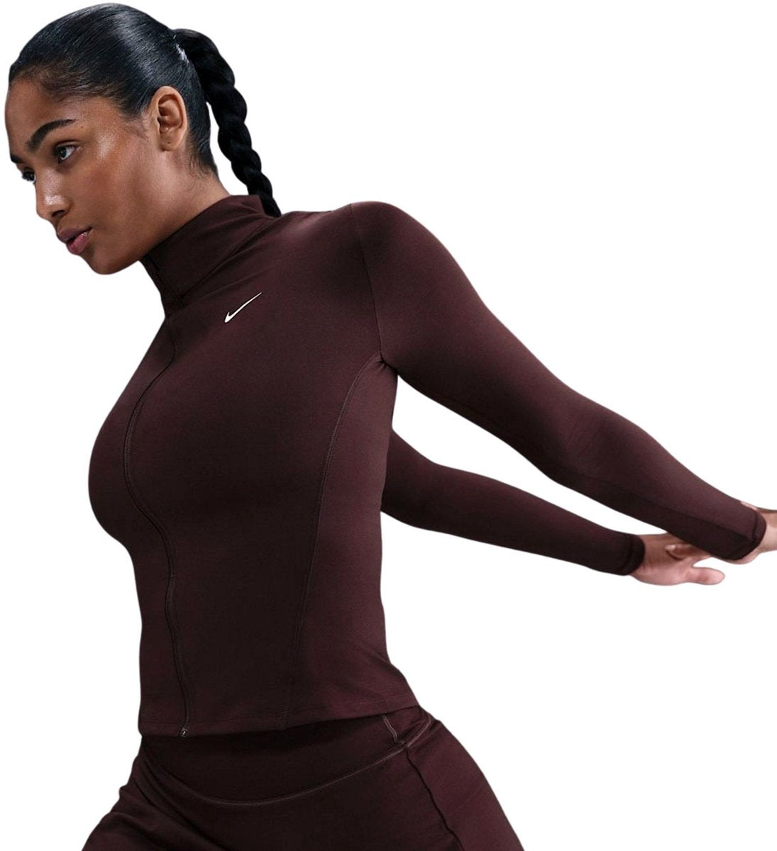 Nike One Fitted Dri-FIT Trainingsjack Dames Bordeauxrood - model