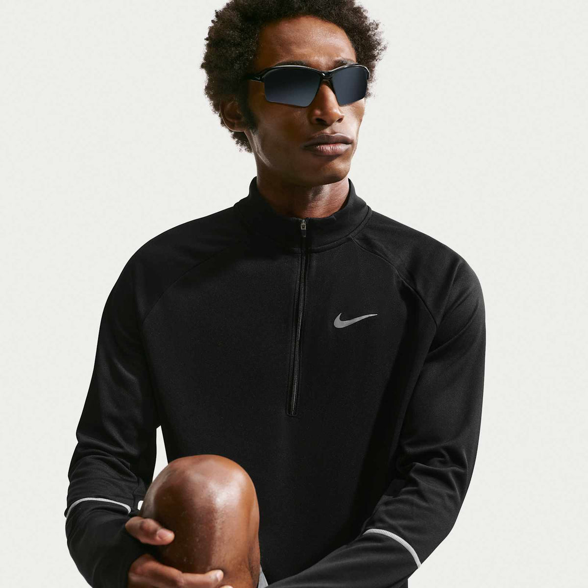 Nike Dri-FIT UV Miler Half-Zip Hardlooptop Heren Zwart