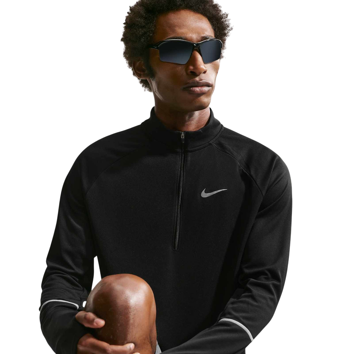 Nike Dri-FIT UV Miler Half-Zip Hardlooptop Heren Zwart