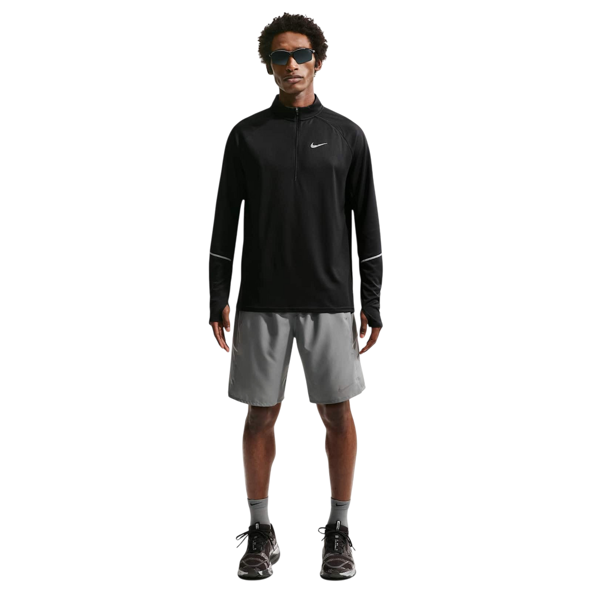 Nike Dri-FIT UV Miler Half-Zip Hardlooptop Heren Zwart