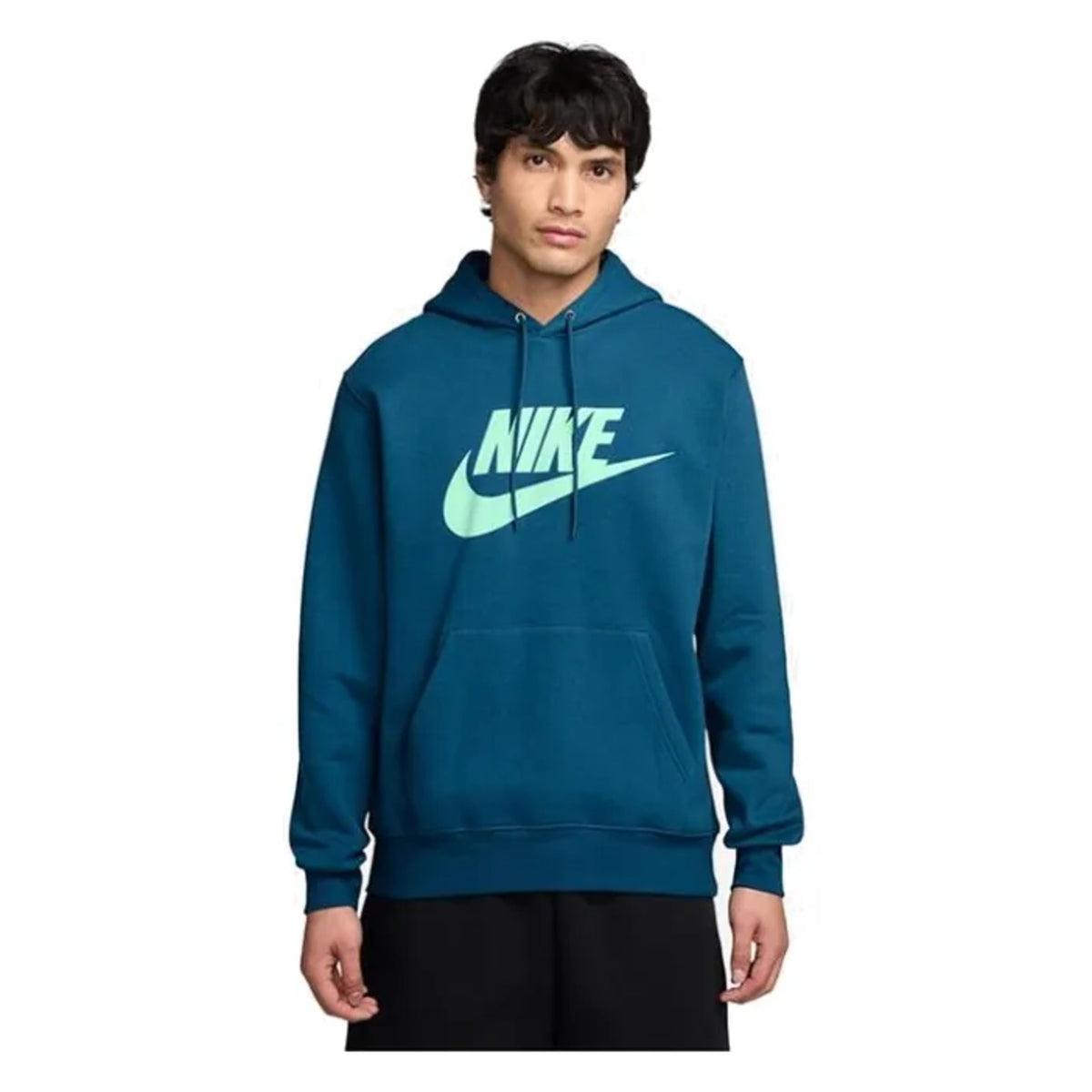 Nike Club Pull-Over Fleece Hoodie Heren Blauw - model voorkant
